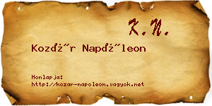 Kozár Napóleon névjegykártya